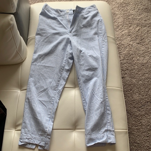 High waisted light blue striped pants - Picture 1 of 2
